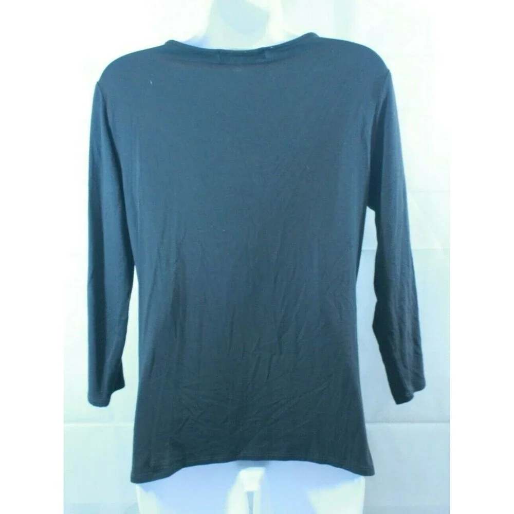 Michael Kors Blouse Black Top Long Sleeve Keyhole Neckline Womens Size M